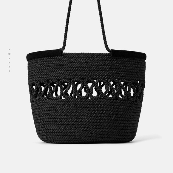 Zara Handbags - $bogo$ Zara black woven leather shopper tote bag